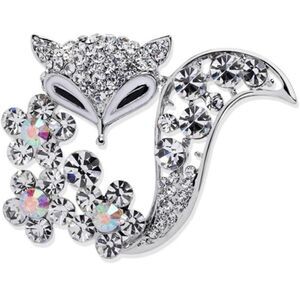 Fox Crystal Brooch Womens Casual Boho Rhinestone Pin Jewelry Accessory New